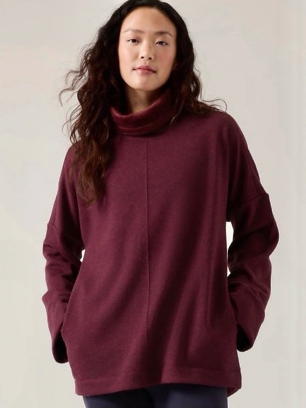 Athleta Cozy Karma Funnel Neck Sweatshirt in Spiced Cabernet - Picture 13 of 14